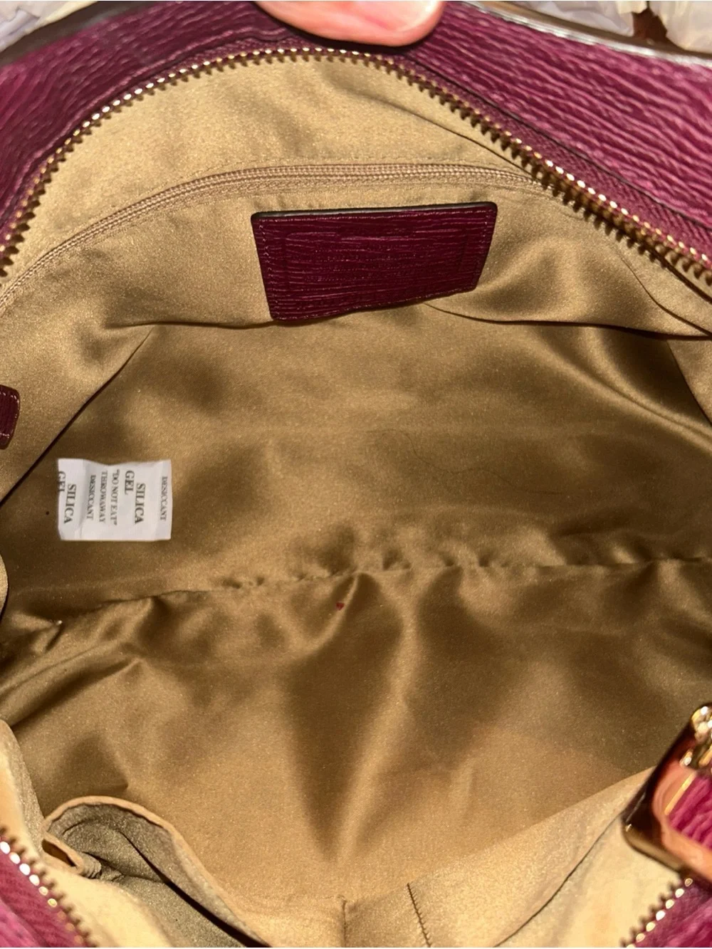 Coach Pebbled Leather Shoulder Bag in Berry with Gold Hardware